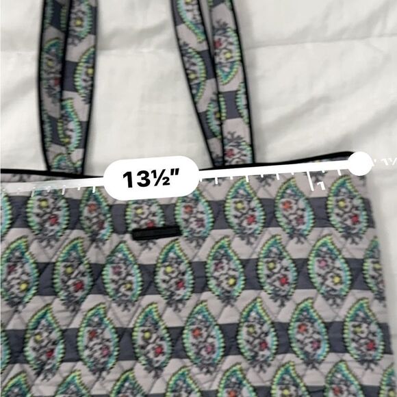 Vera Bradley Paisley Stripes Tote Bag in like new condition- grey and turquoise - Picture 3 of 12